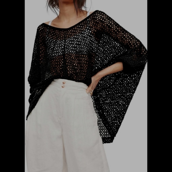 Free People Tops - We the Free Black Napa Crochet Cover Up Top M